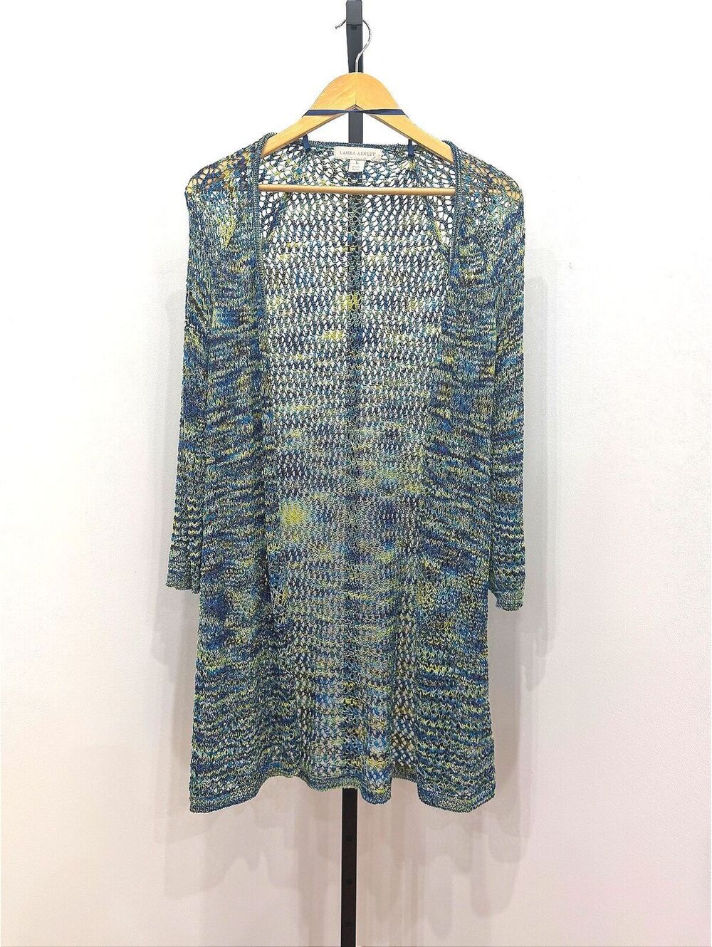 Laura Ashley Open Front Knit Cardigan Sweater Size Large